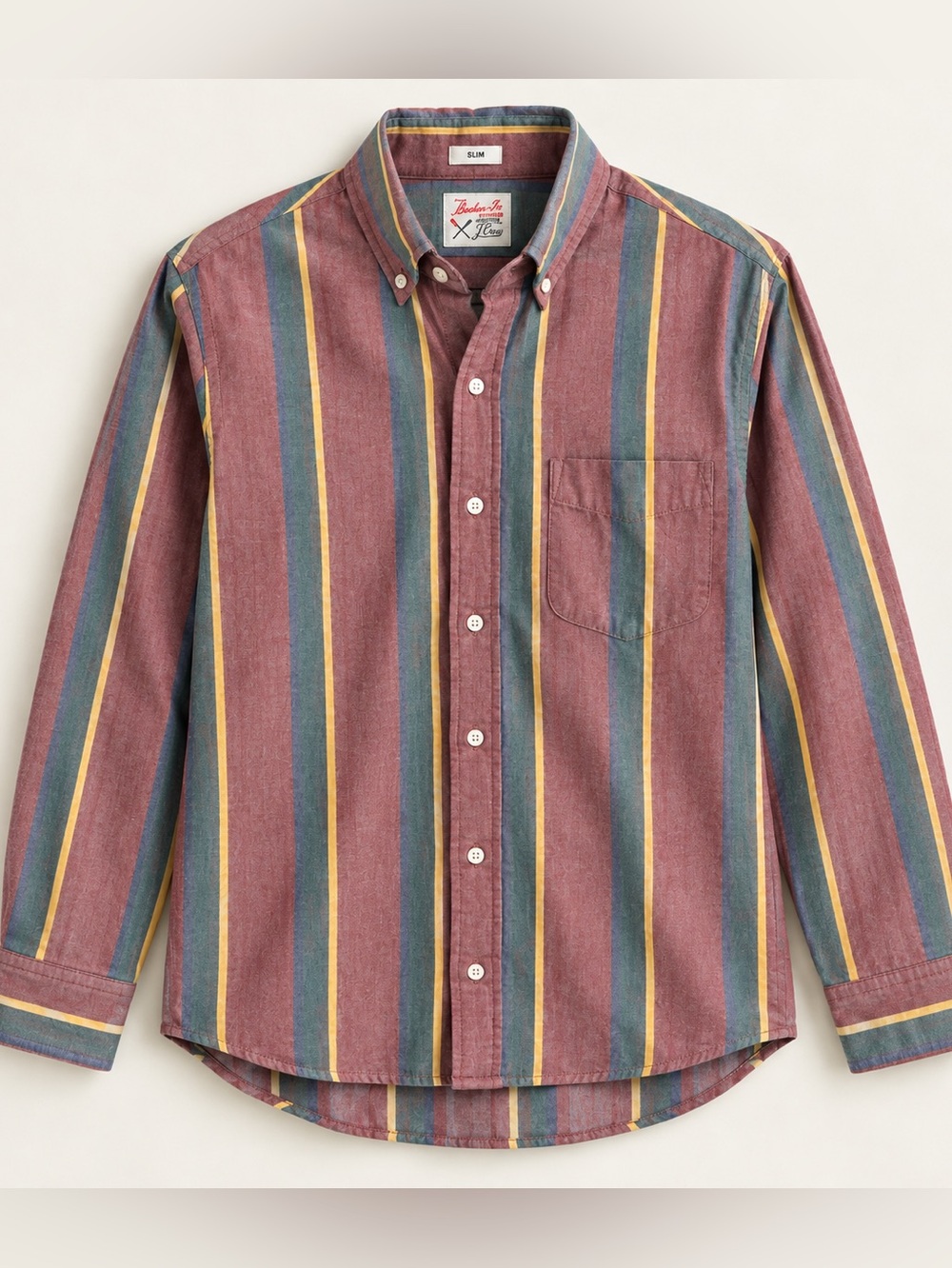 J.Crew Broken-In Oxford Classic Shirt Large Multicolor Stripe Organic Cotton